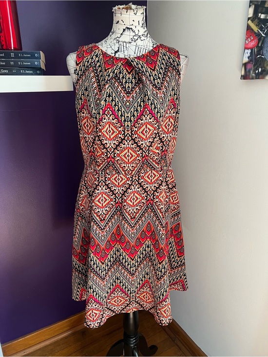 Signature Dresses & Skirts - CB Signature Red, Black and Cream Geometric Sleeveless Dress